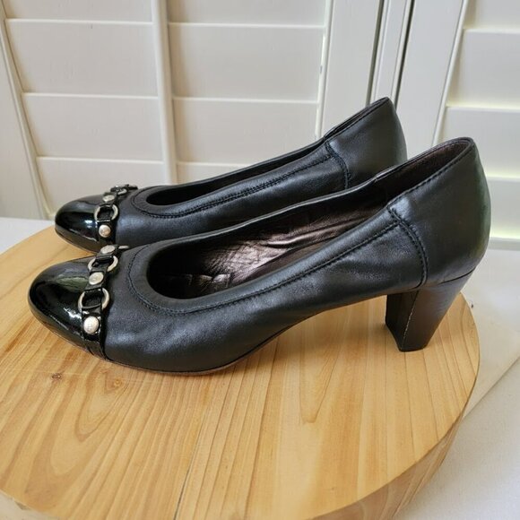 AGL Italian Leather Heels - Patent Toe with Silver Harddware - Size 9.5 - Picture 5 of 8